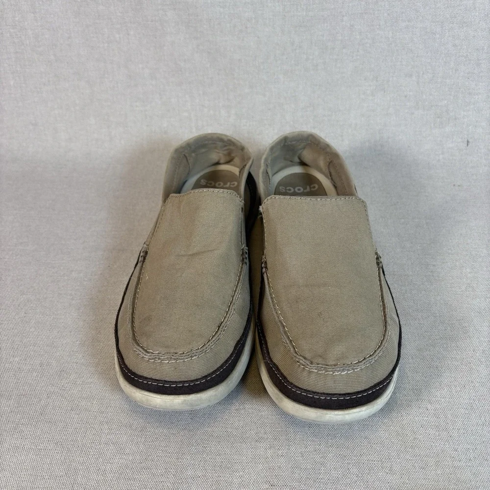 Crocs Beach Line Tan Canvas Men's Size 8 Slip On Boat Shoes‎